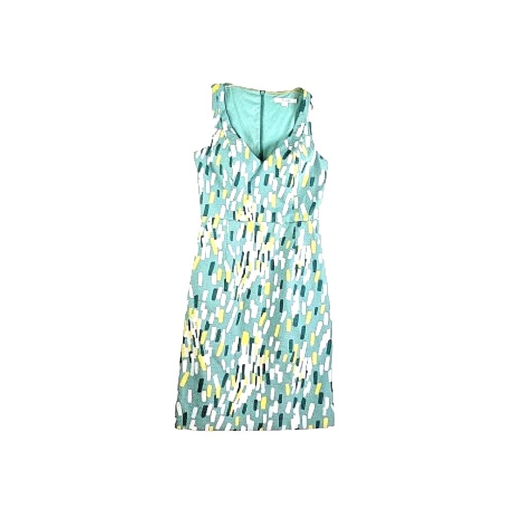 BODEN Women's Sheath Dress Green Confetti Print US 2 Knee Length Sleeveless
